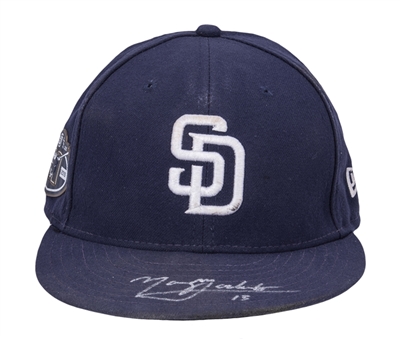 2019 Manny Machado Game Used & Signed San Diego Padres Hat (J.T. Sports & Beckett)